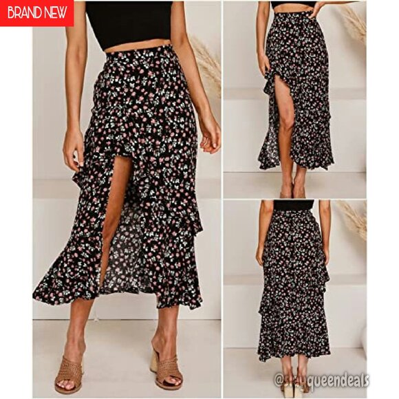 Floral Print Maxi Skirt with Elastic Waist and Ruffle Hem - Picture 6 of 8